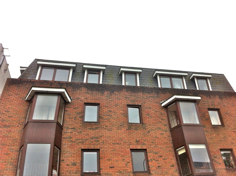 Before cleaning of the external surfaces of an apartment block in Cork, by Pro Wash, Ireland