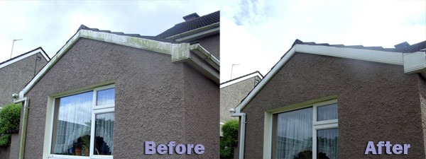 Before and After cleaning of Fascias & Soffits by Pro Wash.ie, Cork, Ireland