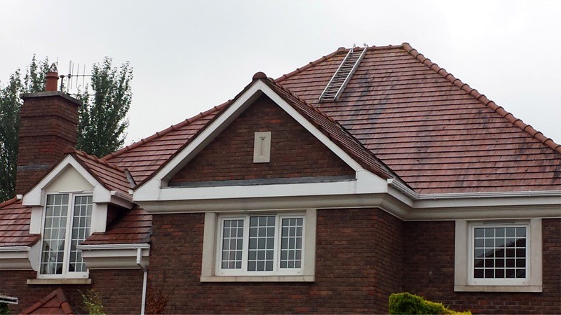 During cleaning the tiled roof of a  house in Cork by Pro Wash, Ireland